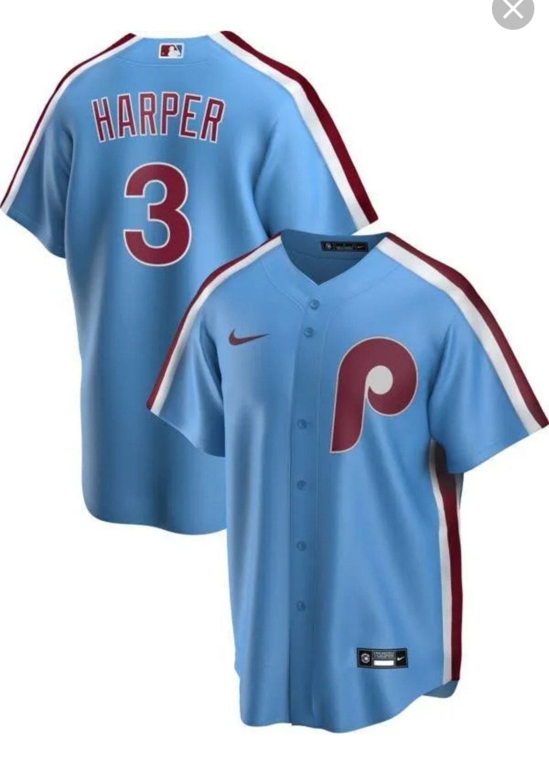 Men Philadelphia Phillies #3 Bryce Harper Nike Light Blue Alternate Replica Player MLB Jerseys